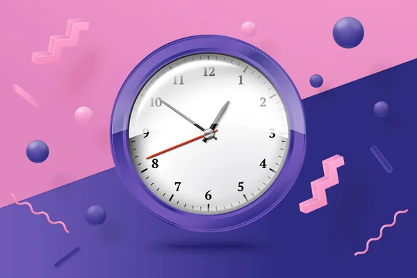 Vector 3d realistas relojes brillantes escena abstracta — Archivo Imágenes Vectoriales