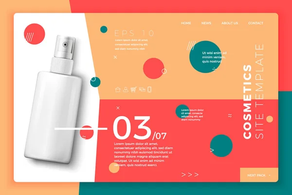 Vektor kosmetische Sprühflasche moderne Website-Vorlage — Stockvektor