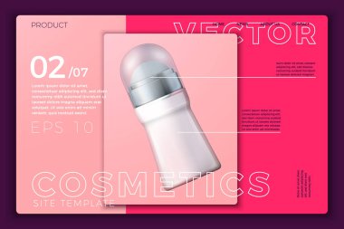 Modern site şablonunda vektör deodorant şişesi