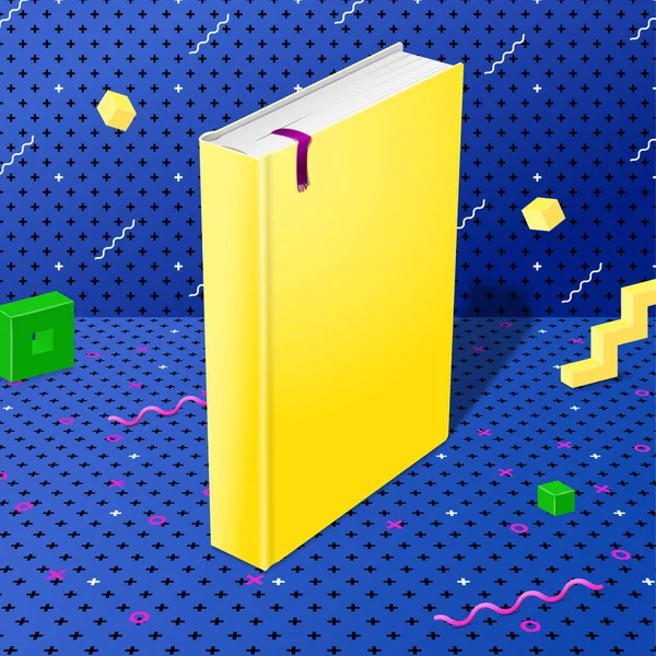 Vector heldere stijl geel realistisch boek mockup — Stockvector