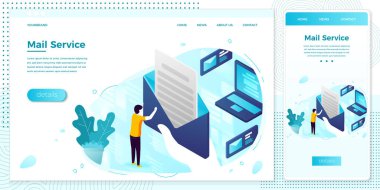 Vector online mailing service open letter web set