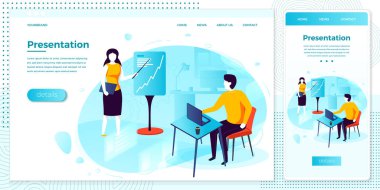 Ofiste vektör web sunum toplantısı ayarlandı