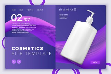Vektör kozmetik pompa şişesi modern site şablonu
