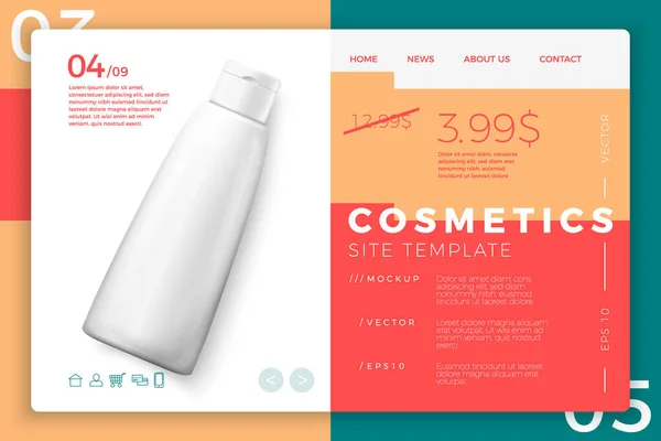 Modèle moderne de site de bouteille de shampooing cosmétique EPS10 — Image vectorielle