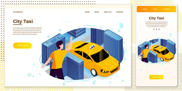 Insieme illustrazione vettoriale uomo cattura taxi taxi — Vettoriale Stock