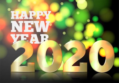 Yeni yıl daveti, büyük altın 2020 numara.