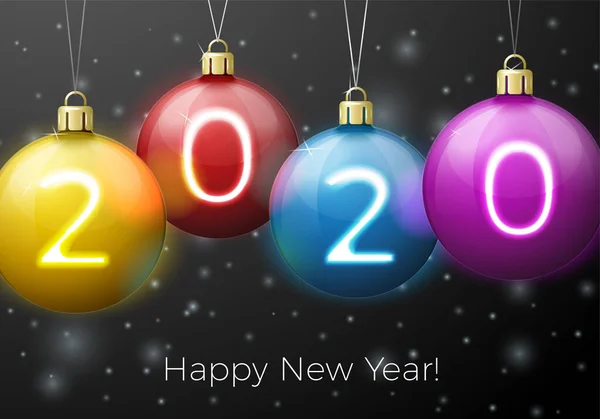 Taşaklı yeni yıl pankartı ve 2020 numara — Stok Vektör