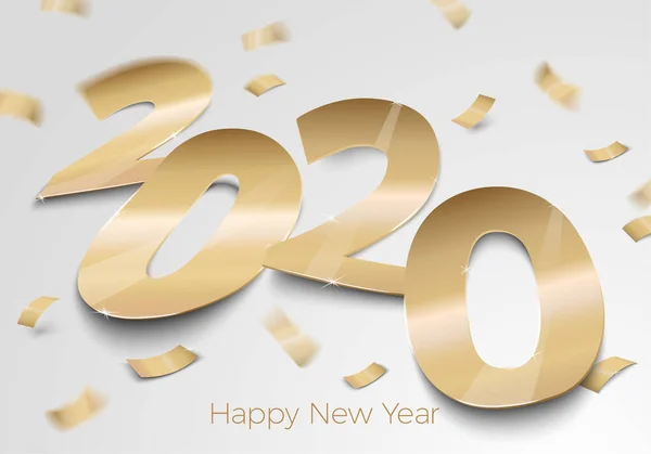 Vektör Yeni Yıl Altın folyo kağıt numarası 2020 — Stok Vektör