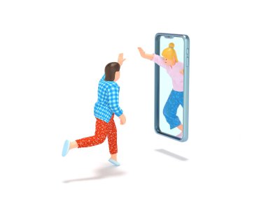 3D karikatür arkadaşları çevrimiçi görüntülü sohbet cep telefonu