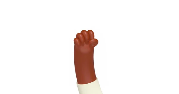 3d render cartoon fist hand raised up in strike — Stock Photo, Image