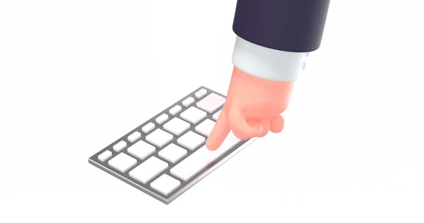 3d render cartoon business hand with keyboard — Stock Photo, Image