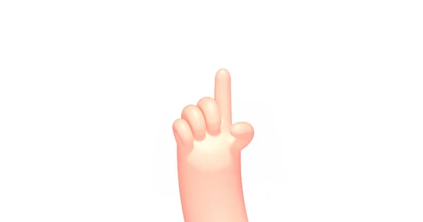 3d render cartoon hand with pointing finger — Stock Photo, Image