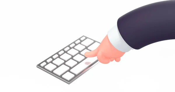 3d render cartoon business hand with keyboard — Stock Photo, Image