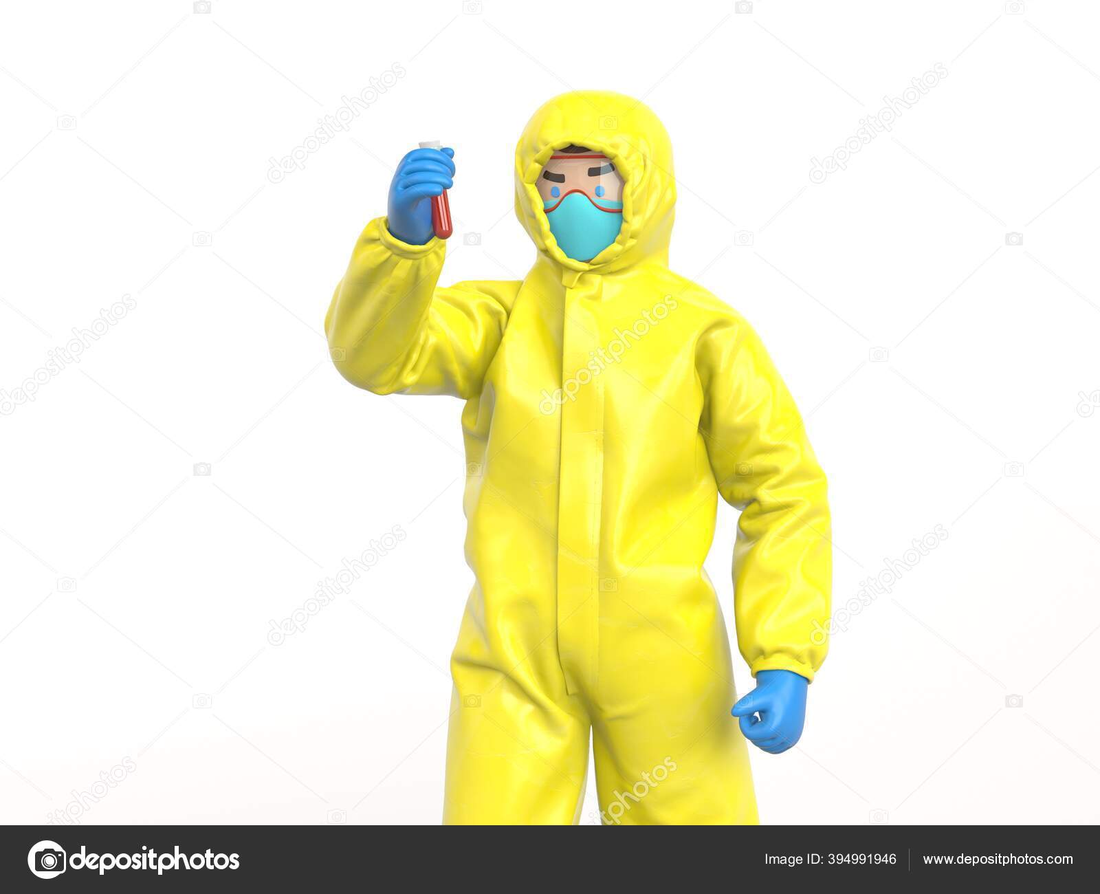 Envolver frijoles desinfectante Médico en traje de hazmat amarillo en busca de análisis de sangre:  fotografía de stock © tashaleks #394991946 | Depositphotos