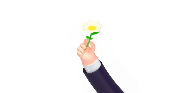 3d renderować kreskówki biznes strony, kwiat rumianku — Zdjęcie stockowe
