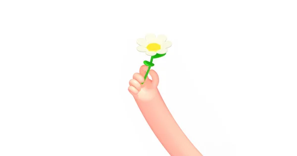 3d vykreslit karikatury obchodní ruku, heřmánku květiny — Stock fotografie