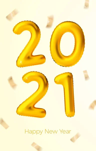 Διάνυσμα νέο έτος χρυσά μπαλόνια με αριθμό 2021 — Διανυσματικό Αρχείο