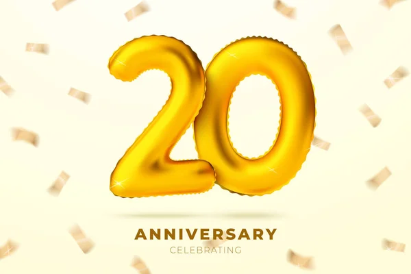 Zlaté balónky k výročí vektoru číslo 20 — Stockový vektor