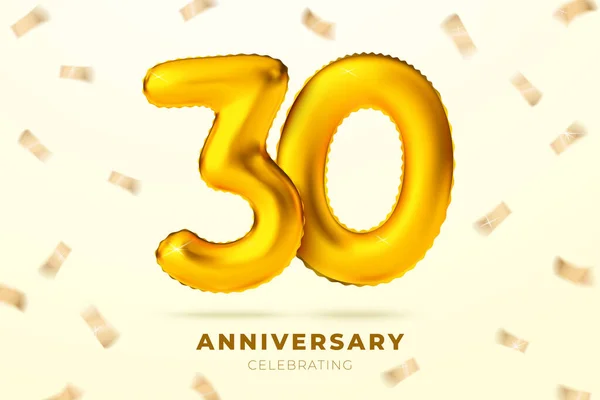 Zlaté balónky k výročí vektoru číslo 30 — Stockový vektor