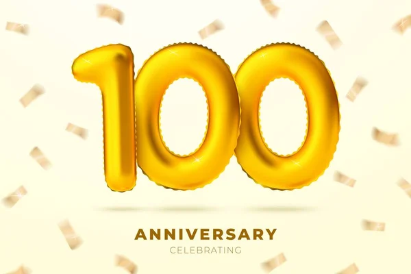 Zlaté balónky k výročí vektoru číslo 100 — Stockový vektor