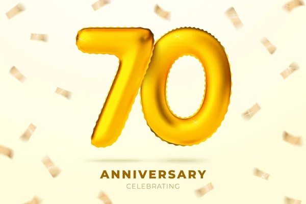 Zlaté balónky k výročí vektoru číslo 70 — Stockový vektor