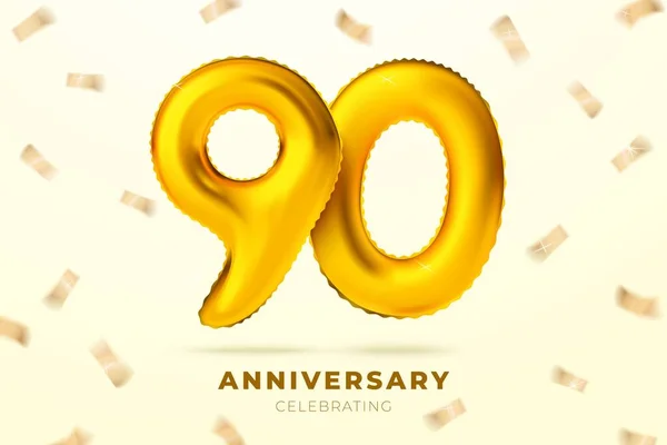 Zlaté balónky k výročí vektoru číslo 90 — Stockový vektor