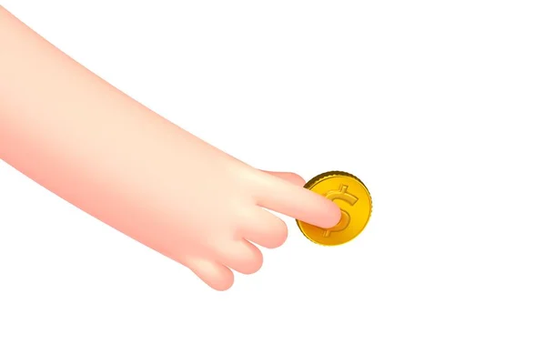 Векторная рука с золотой монетой — стоковый вектор