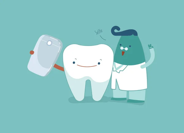 Selfie Dentaire Dentiste Avec Smartphone Ensemble — Image vectorielle