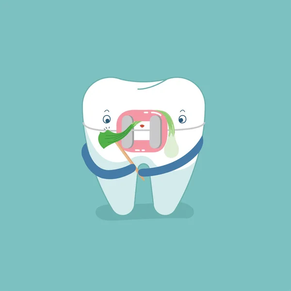 Alimentos Atascados Diente Ortopédico Vector Diseño Concepto Dental — Vector de stock