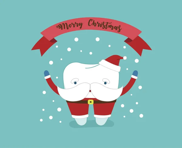 Feliz Natal Dentista Com Dente Papai Noel — Vetor de Stock