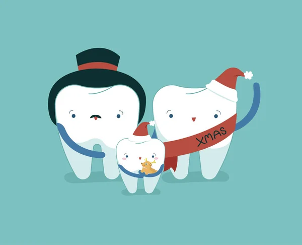 Familia Dental Día Navidad Concepto Dental — Archivo Imágenes Vectoriales