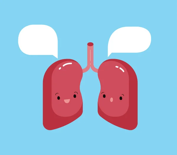 Akciğerler Bir Şey Birlikte Sağlıklı Konuşma Çizgi Film Vektör — Stok Vektör
