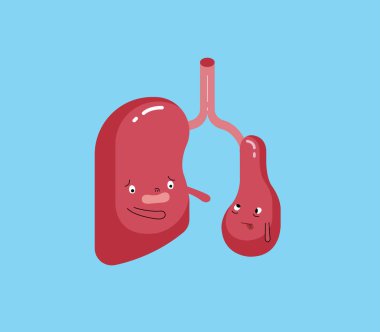 Hastalığın akciğer, diş çizgi film vektörü.