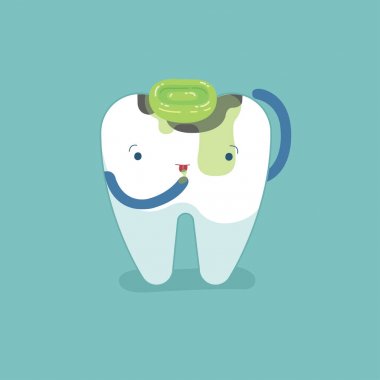 Çürümüş diş çünkü tatlı şeker, diş kavramı yemek.