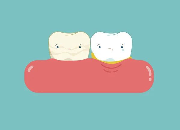Dentus zuby kreslené, zubní koncepce. — Stockový vektor