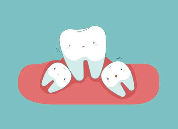 Dente Sabedoria fazer dente perder equilíbrio, conceito de saúde dental . —  Vetores de Stock