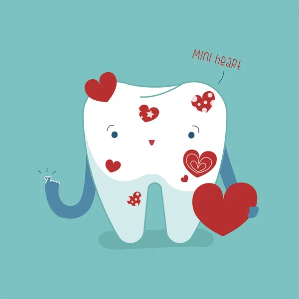 Mini coração de dente para o cuidado e saudável sua boca, dental —  Vetores de Stock