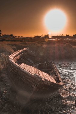 old ship at a sunrise