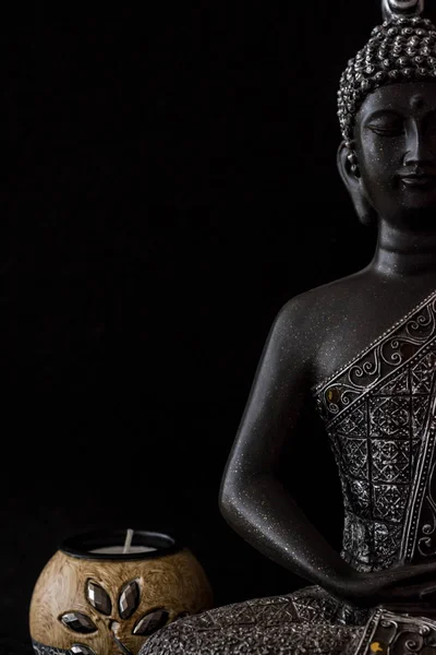 Figura Buddha Uno Sfondo Nero — Foto Stock