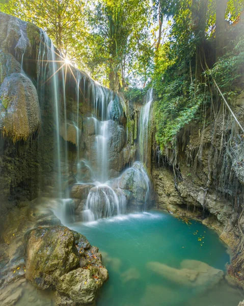 Panoramic Beautiful Deep Forest Waterfall Indonesia — Stock Photo, Image