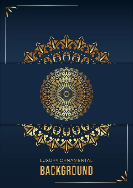 Luxusní Ornamentální Mandala Pozadí Tmavě Modré Barvě — Stockový vektor