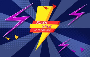 flaş satış bayrağı tasarımı, vektör illüstrasyonu.