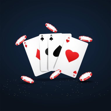 Kumar kartları ve fişleri olan kumarhane poker tasarımı.