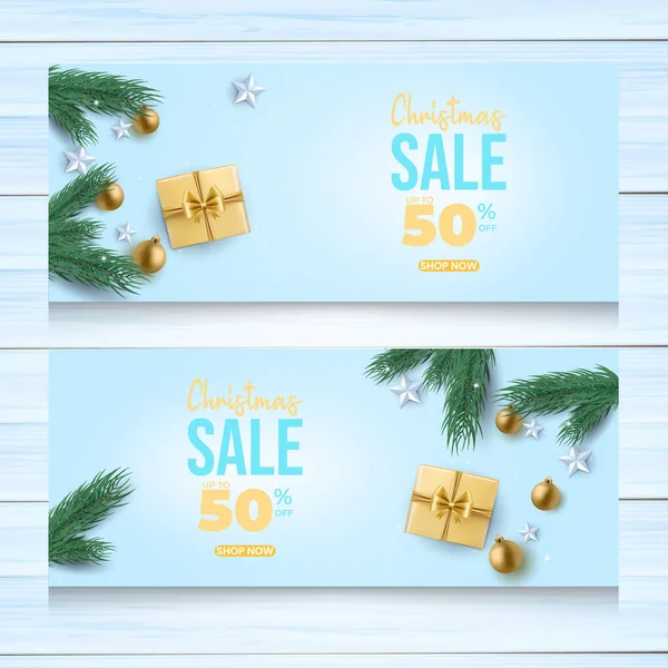 Natale Vendita Banner Modello Promozione Illustrazione Vettoriale — Vettoriale Stock