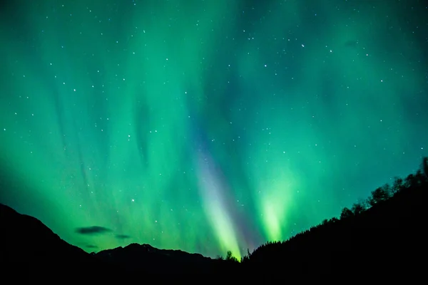 La lumière du Nord au-dessus des parcs de l'Alaska HWY — Photo
