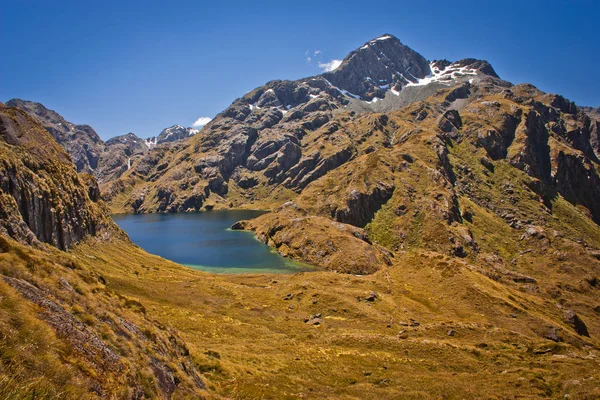 Harris Lake a partir do vale da trilha Routeburn na Nova Zelândia — Fotografia de Stock