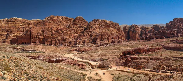 Panoramautsikt över staden Red Rose - Petra i Jordanien — Stockfoto