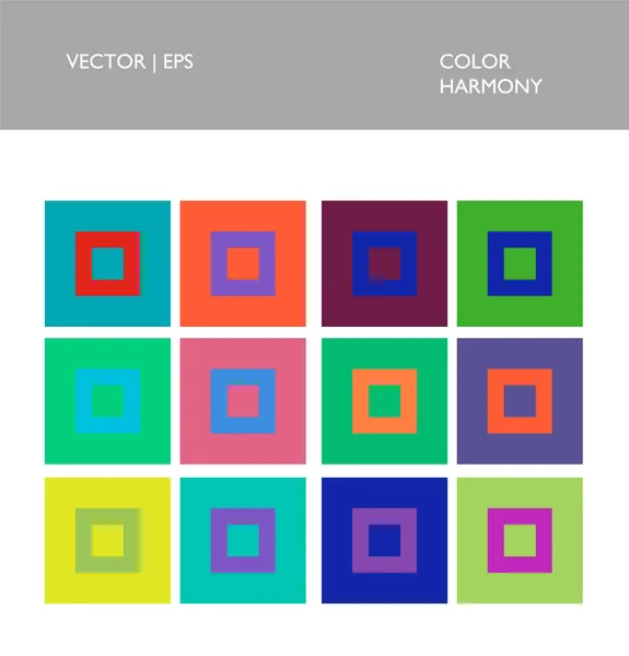 Farbauswahl Farbkombinationspalette Farbe Der Harmonie Helle Und Kontrastreiche Farbige Kompositionslösungen — Stockvektor