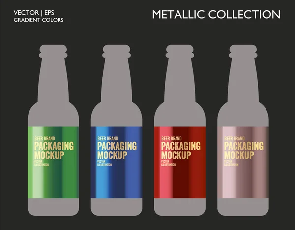 Metallisches Gefälle Metall Chrom Textur Paket Attrappen Gradient Hintergrundvorlage Für — Stockvektor