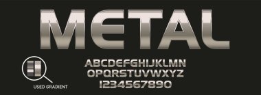 Metalik eğimli yazı tipi. Metal eğimli. Gümüş mesaj. Altın yüzey. Krom etkisi. Metalik harfler. Alfabe harfi. Vektör ayarlandı. Parlayan yazı tipi efekti. Çelik harfleri ayarla. Kalın yazı tipi alfabesi. 